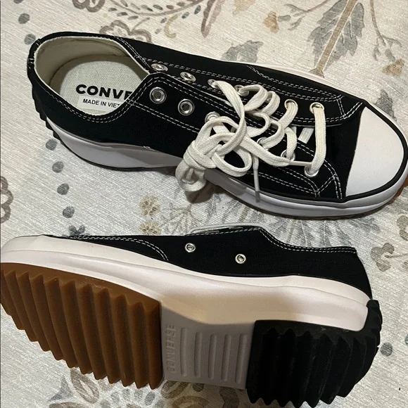 Converse Low Top Canvas Sneakers in Black & White - Picture 4 of 7